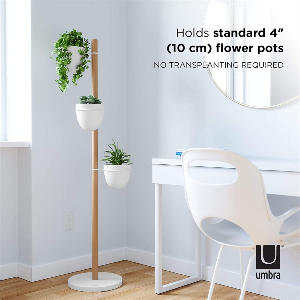 Floor Stand Planter White/Natural - Image 2